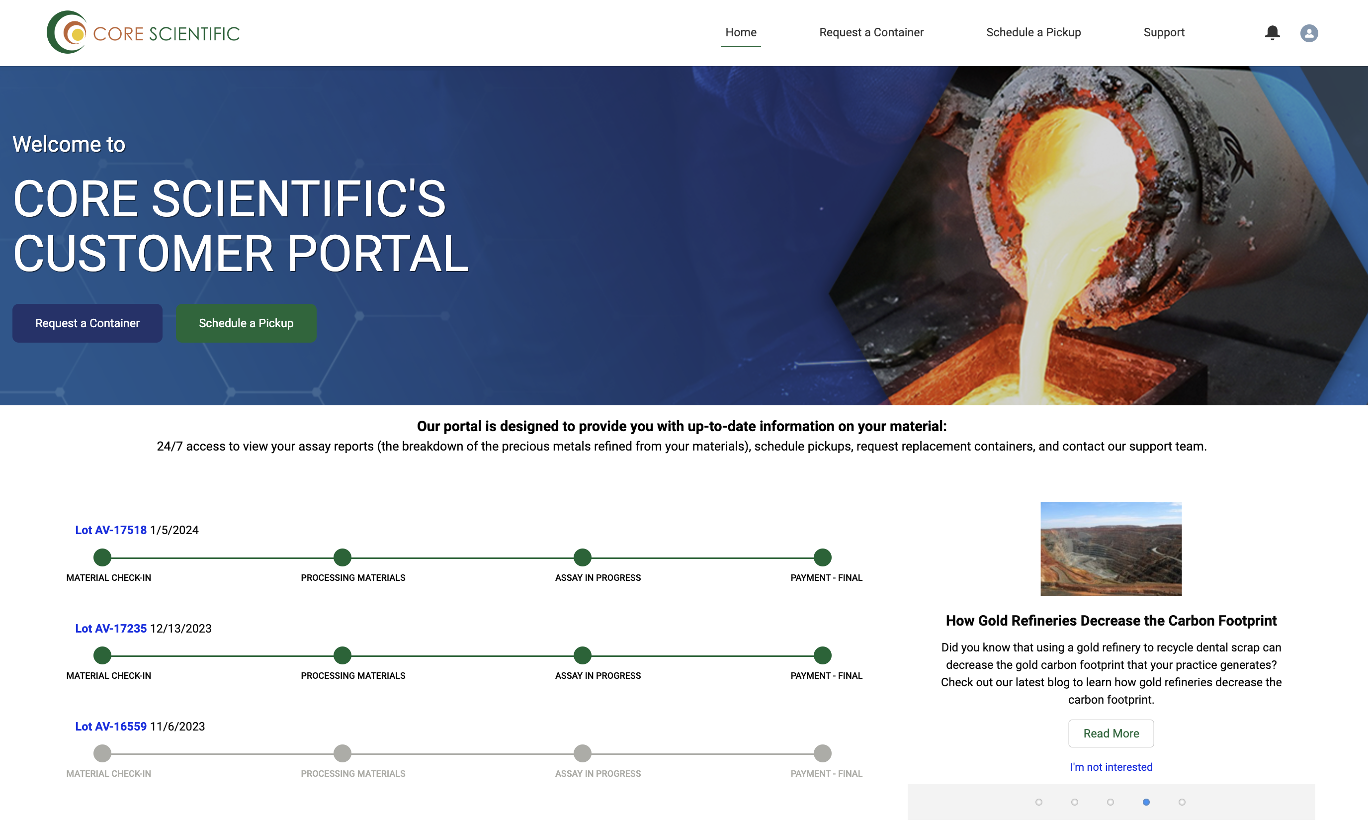 Cremo Portal Snapshot